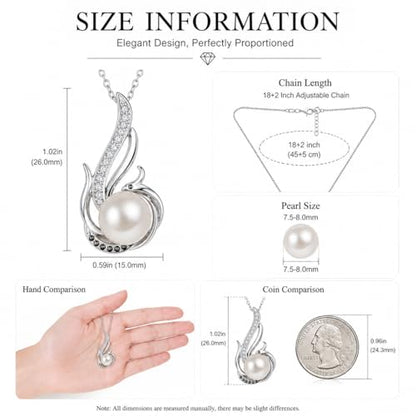 NONNYL Necklace Gifts for Women-Mothers Day Gift for Mom Her Wife Coules Girlfriend-Gifts for Wife Women Wedding Birthday Anniversary Jewelry, Christmas Day Valentine's Gift, Pearl Necklaces - color: Phoenix Pendant white pearl