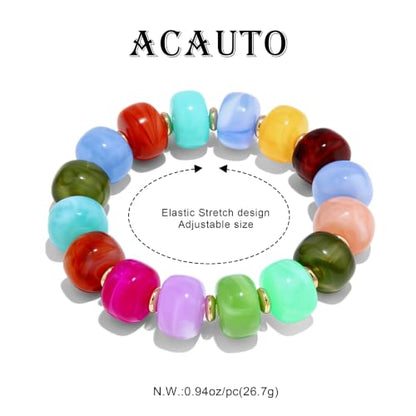 Chunky Beaded Bracelet for Women-Boho Bold Acrylic Resin Stretch Bracelets Trendy Summer Beach Elastic Bangle Vacation Jewelry Accessories - color: Style 1-Colorful