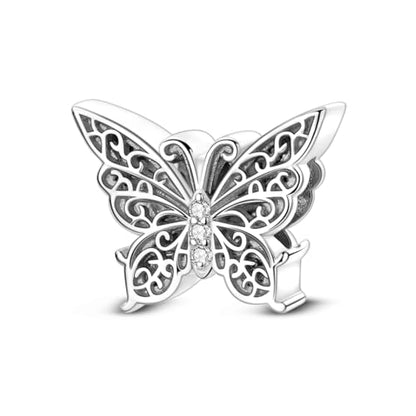 NARMO 925 Sterling Silver Charm Bead for Bracelets Silver Charms for Women - color: Retro Butterfly