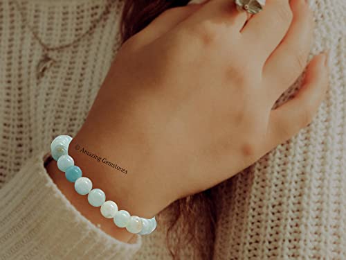 Amazing Gemstone Amazonite Crystal Bracelet for Women Men's Gifts - Protection Healing Crystal Bracelet - 8mm Gemstone Beaded Stretchable Bracelet Pulseras Para Hombres Mujer Stocking Stuffers Mothers Day Gift - color: Amazonite