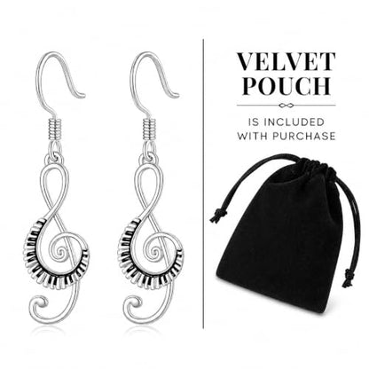 SUPAC Musical Note Jewelry Set, 4-Piece Silver Treble Clef Design, Necklace Bracelet Earrings Keychain - color: Silver