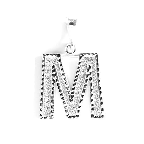 Personalized 1.0 Inch Solid.925 Sterling Silver Initial A-Z Charm - style: M