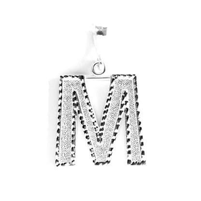 Personalized 1.0 Inch Solid.925 Sterling Silver Initial A-Z Charm - style: M