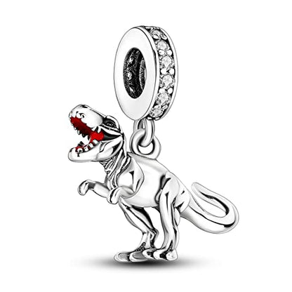 925 Sterling Silver Charm for Bracelet Necklace Women Dangle Pendant Beads | Love Faith Mom Ocean travel Butterfly Party Charm Beads Pendants DIY Jewelry Gift - color: Dinosaur Charms