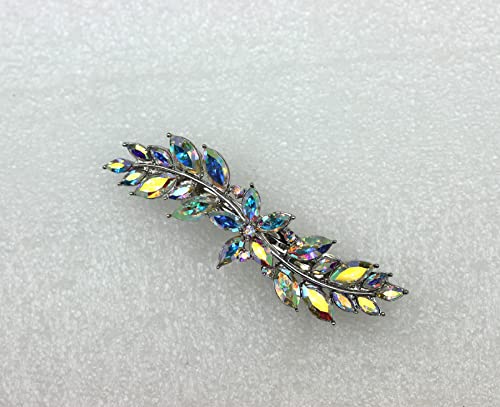 Faship Multicolors AB Rhinestone Crystal Small Floral Hair Barrette Clip - color: AB