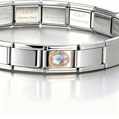 Birthstone Charms for Italian Charm Bracelet, 9mm, Birthday Gift - color: Eternal Chroma Charm