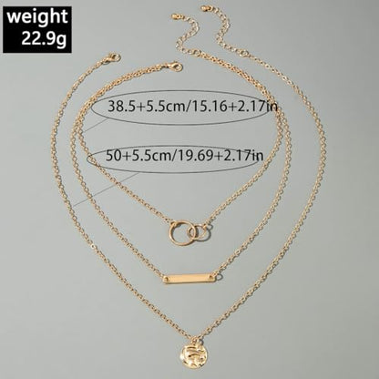 Layered Gold Necklace for Women Double Layer Snake Chain Necklace Set Jewelry Gift - color: Gold Stacked Necklace
