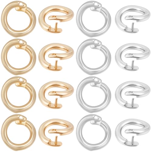 Beebeecraft 1 Box 30Pcs Locking Jump Rings 18K Gold & Sterling Silver Plated OD 7.5mm ID 4.6mm Circle Clasp Ring Connector Open End for Necklace Bracelet Keychain Jewelry Making - color: Gold, Silver