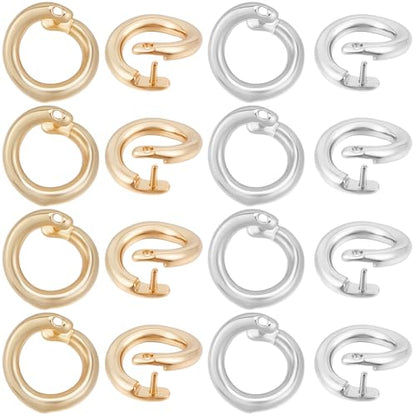 Beebeecraft 1 Box 30Pcs Locking Jump Rings 18K Gold & Sterling Silver Plated OD 7.5mm ID 4.6mm Circle Clasp Ring Connector Open End for Necklace Bracelet Keychain Jewelry Making - color: Gold, Silver