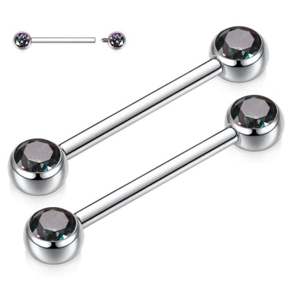 14G Nipple Rings Titanium Nipple Jewelry for Women Bridge Piercings | 1 Pair Nipple Bars,Hypoallergenic Nipple Barbells,Internally Threaded Nipple Piercings,Tongue Rings,Straight Barbells - color: Styele5:Vitrail Medium CZ,Silver, size: 14G+9/16"(14mm)