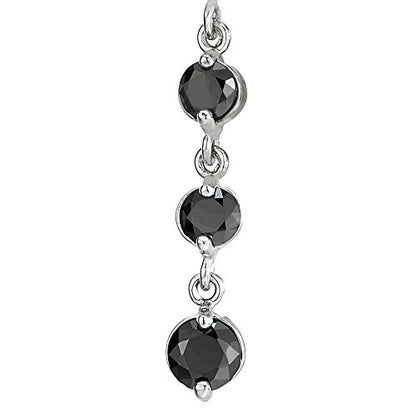 COOLSTEELANDBEYOND Belly Chain Belly Button Ring Body Jewelry Piercing Navel Ring with Long Dangle Cubic Zirconia - color: C-Metal Color:Silver; Stone Color:Black