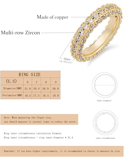Bling Halo Stacking Ring for Men Women - 18k Gold Plated Stackable Cubic Zirconia Band - Created Diamond Iced Out Hip Hop Jewelry Gifts - color: Womens Style A-Gold Plated, size: 7