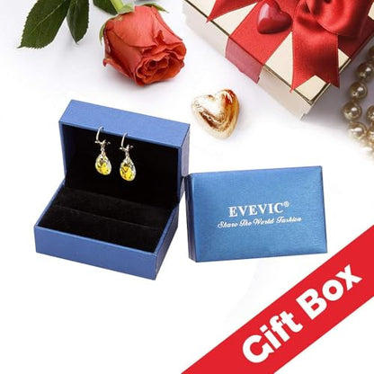 Austrian Crystal Teardrop Leverback Dangle Earrings for Women Fashion 14K Gold Plated Hypoallergenic Jewelry - color: Fuchsia