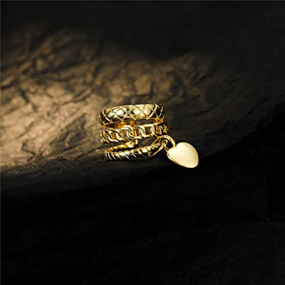 Oxidized 925 Sterling Silver Heart Motif Ear Cuff Earrings For Women, Non-Piercing Ear Cuff Jewelry Set Fashion Cartilage Helix CZ Earrings
