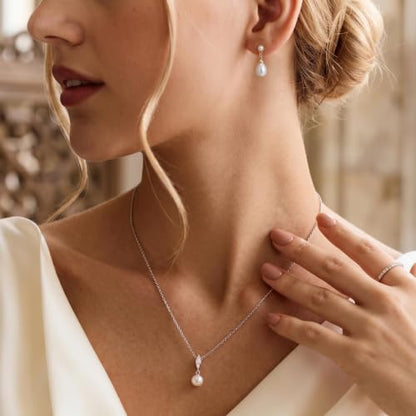 Plenky Pearl Earrings-14K Gold Plated Dainty Pearl Drop Simple Wedding CZ Dangle Dangling Cute Stud Earrings for Brides Earrings for Women Gifts - style: G-Pearl Earrings