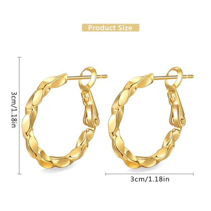 Women Hoop Earrings Lightweight 18K Gold Plated Chunky Hoops Earring Daily Jewelry - style: Hoops 9