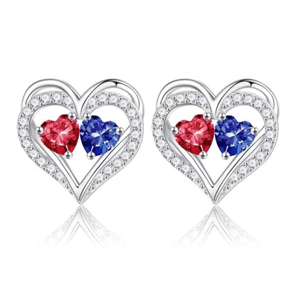 Heart Earrings for Women - Birthstone Earrings | 925 Sterling Silver, Stud Earrings, Gift Box Packaging, Anniversary Birthday Gifts for Women Wife Girlfriend Mom - color: 07-12-Jul-Dec Birthstone