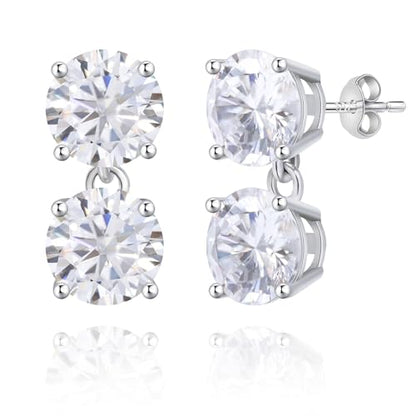 Cubic Zirconia Stud Earrings for Women,18K White Gold Plated,Women's 925 Sterling Silver Simulated CZ Earrings with Pear/Round/Princess/Oval Cut. - style: Round