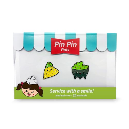 Enamel Pin Set (2 Pins Per Set) for Backpack, Bag, Lapel, Kawaii Button Collector - style: Chip & Guac