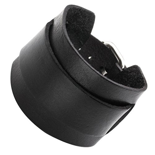 Jovivi Cutom Leather Bracelet - Personalized Punk Men Women Black Brown Wide Genuine Leather Wrap Cuff Bangle Bracelet Belts Wistband, Adjustable 7.2"-9" - color: A:Black(Non-Engraving)