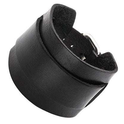 Jovivi Cutom Leather Bracelet - Personalized Punk Men Women Black Brown Wide Genuine Leather Wrap Cuff Bangle Bracelet Belts Wistband, Adjustable 7.2"-9" - color: A:Black(Non-Engraving)