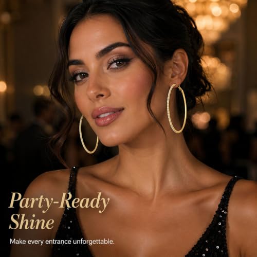 Big Chunky Gold Hoop Earrings for Women Beaded Large Statement Earrings Lightweight Fashion Jewelry Daily Wear Party Gift - color: E4:Gold 8cm