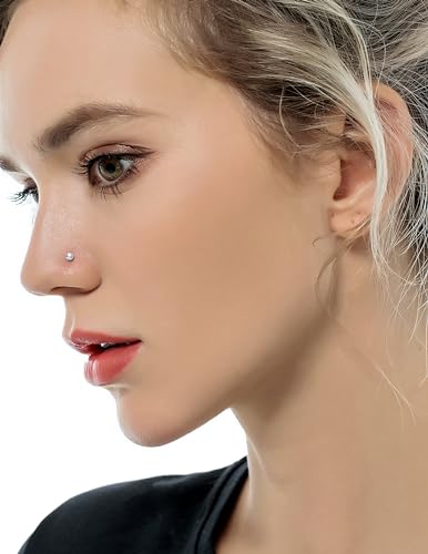 20G 10Pcs Stainless Steel L Screw Bone Shaped Nose Studs Rings Square Round CZ Nose Ring Labret Nose Piercing Jewelry for Men Women Silver Tone 1.5mm-2mm-2.5mm-3mm-3.5mm CZ - style: A2:10Pcs,S Shaped(G23 Titanium)