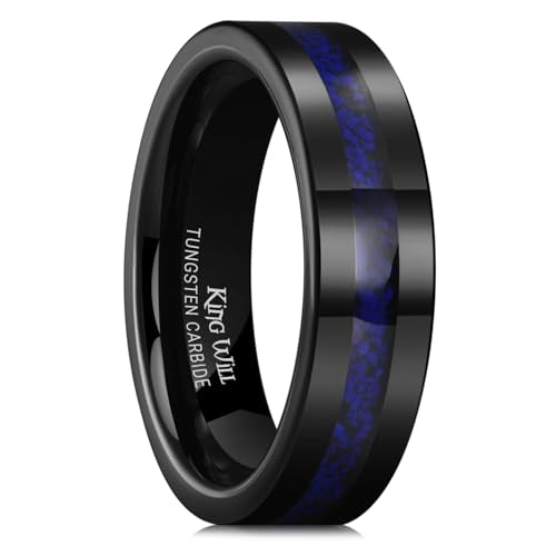 King Will Wood Wedding Band Wood Inlay for Men - color: Black-6mm