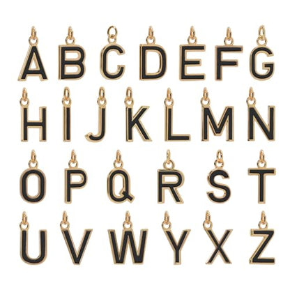 18K Gold Filled A-Z Alphabet Letters Charms,26Pcs Initial A-Z Alphabet Charms,Bracelet Necklace Earrings Charms for DIY Jewelry Making - color: Black