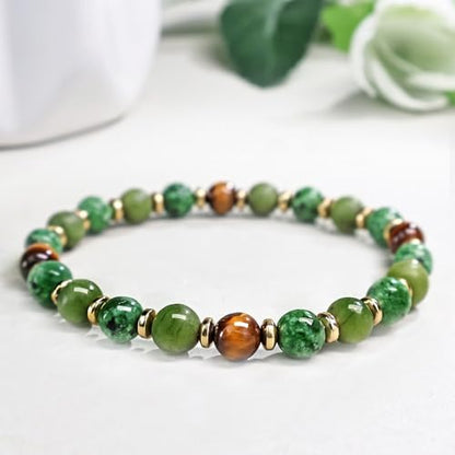 Beaded Necklaces for Women 3Pcs Colorful Boho Gemstone Bead Choker Summer Natural Stone Surfer Beach Bead Necklace Bracelets Earring Set Handmade Jewelry for Women Gift Jewelry Sets - color: Olive Green
