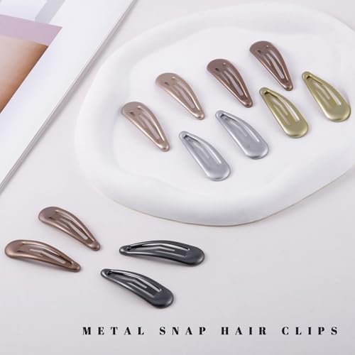 20 PCS Metal Snap Hair Clips Water Drop No Slip Barrettes for Women Bright Small Hair Clips For Thick And Thin Fine Hair,Metallic,1.97 x 0.5 In. - color: Metallic