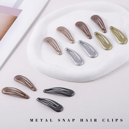 20 PCS Metal Snap Hair Clips Water Drop No Slip Barrettes for Women Bright Small Hair Clips For Thick And Thin Fine Hair,Metallic,1.97 x 0.5 In. - color: Metallic