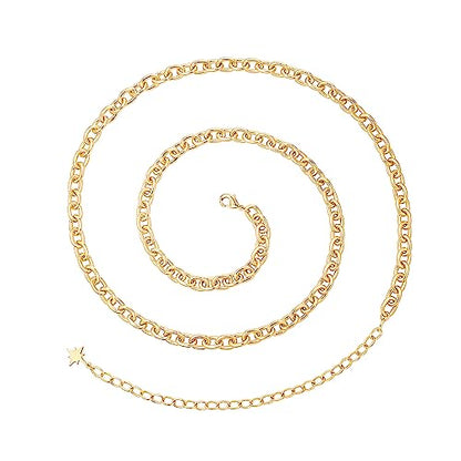 Adjustable 18k Gold Plated Waist Chain, Beach Bikini Body Chain, Handmade Boho Belly Chain - color: Q..chunky chain