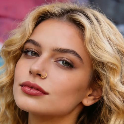 4PCS Nose Ring Hoop 316 Surgical Steel Double Hoop Septum Rings 18g 16g Piercing Jewelry with Zircon Spiral for Women Men Nose Septum Lip 8mm