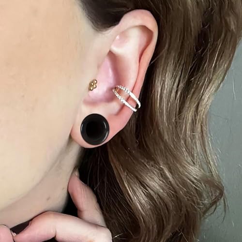 6G-50mm Acrylic Thin Black Gauges for Ear lightweight Tunnels Black Double Flared Ear Flesh Plugs Tunnels Earrings for Women Men - color: 12mm = 1/2 inch