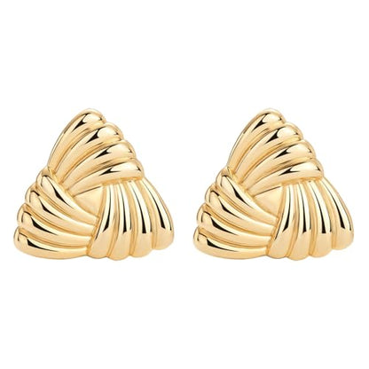 Statement Chunky Gold Earrings for Women Unique Square Stainless Steel Heaven Mayhem Button Stud Earrings Trendy Jewelry - style: Gold Triangle