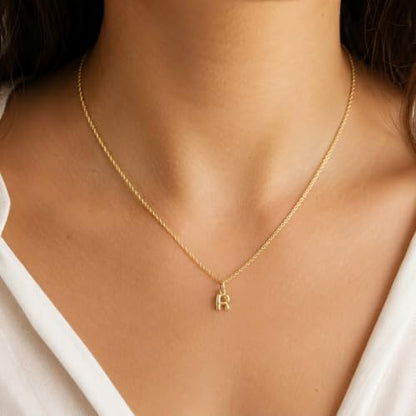 Gold Puffed Initial Letter Charm - 10 Karat Gold - 3D Bubble Letter Pendant - style: Letter r