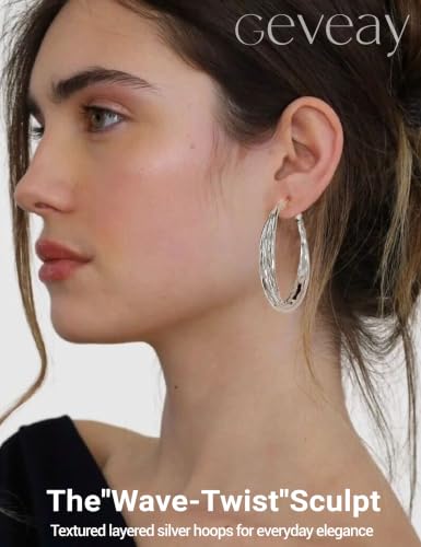 Gold Hoop Earrings for Women Hypoallergenic Lightweight Twisted Hoops Earrings Trendy Chunky Large Big Mobius Gold Earrings 30/40/50MM - color: 50MM Sillver