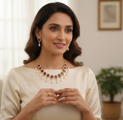 Touchstone Indian Bollywood Traditional Craftsmanship Mughal Designer Jewelry Wedding Necklace Set in Antique Gold Or White Tone for Women. - style: Ethnic