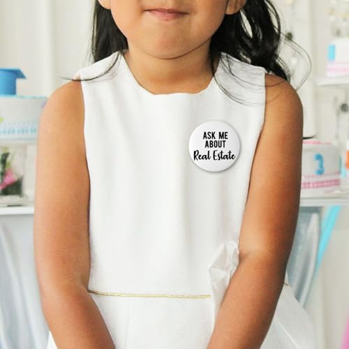 Ask Me About Real Estate Round Metal Button Badge Decors - size: Small