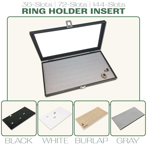 2-Pack 72-Ring Holders Velvet Foam Padding Jewelry Inserts - Tray/Case Liners - Retail Display, Storage (White) by The Display Guys - color: White, size: Ring Slots - 72