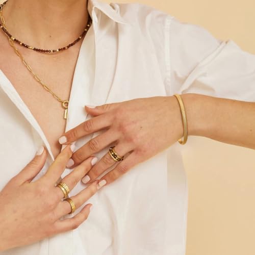 PERNNLA PEARL Dainty Gold Bar Bracelet for Women Simple Delicate Thin Cuff Bangle Hook Bracelet 18K Gold Plated Handmade Minimalist Jewelry - color: 26.Snake