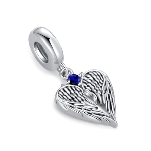 TCHYUN Spread Angle Wings Dangle Charm 12 Birthstone Bead for Pandora Bracelet Women Gift - style: Sep