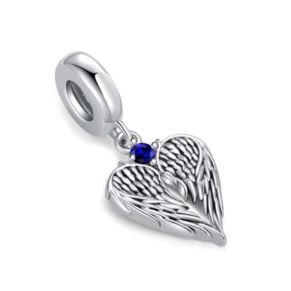TCHYUN Spread Angle Wings Dangle Charm 12 Birthstone Bead for Pandora Bracelet Women Gift - style: Sep