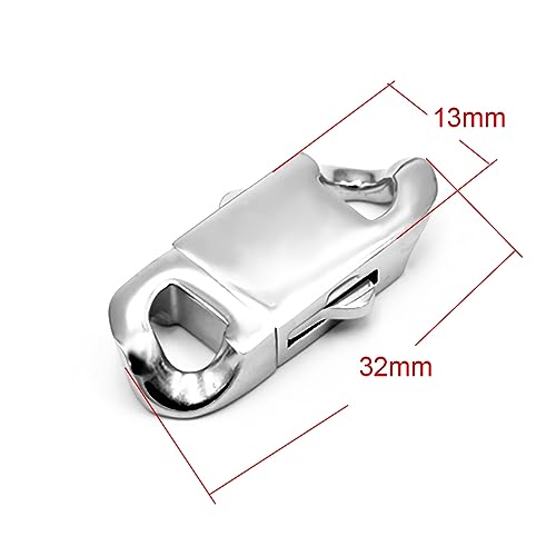 2 Sets Stainless Steel Spring Cuban Link Clasps for Chain Bracelet and Necklace Buckle Jewelry Making Supplies (13mm Wide, Mirror Steel) - size: 13mm Wide