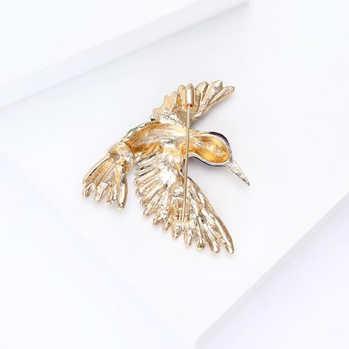 Enamel Bird Brooch for Women Rhinestones Owl/Hummingbird/Eagle/Toucan Lapel Pin Cute Bird Brooches Jewelry Gifts for Mom Wife - color: Red-Hummingbird 1