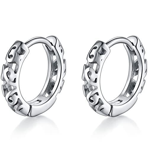 Stainless Steel Knotted Flower Floral Pattern Huggie Cuff Hoop Earrings