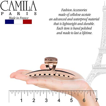 Camila Paris CP2597 French Hair Clip for Women, Narrow, Strong Hold Grip Double Teeth Girls Hair Claw Clips Jaw, Fashion Durable Styling Hair Accessories for Women, Made in France - color: Rose 4"