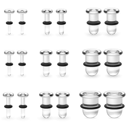 14G 12G 10G 8G 6G 4G 2G 0G 00G Ears Gauges Tunnels Plugs for Women Acrylic Flat Top Plugs with O-rings Ear Gauge Stretching Kit Expander Stretcher Plug Earrings for Piercing Jewelry - color: 10g to 1", clear