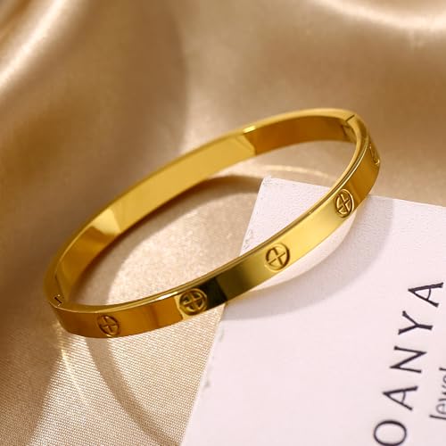 Women's Stainless Steel 18K Gold-Plated Cubic Zirconia Bracelet, Love and Friendship Jewelry Bracelet, Cuff Crystal Jewelry for Mother's Day, Father's Day, Valentine's Day, the Best Gifts for Married and Birthdays - color: Cross Gold